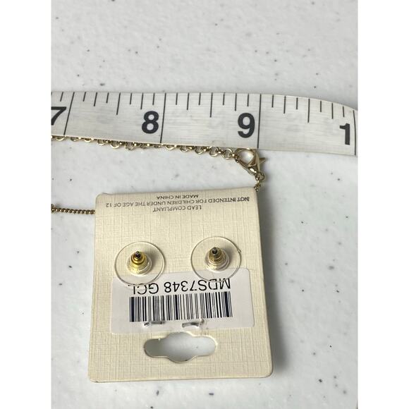 Mia Crescent Moon Star Pendant Necklace and Stud Rhinestone Earrings Set - Picture 7 of 7